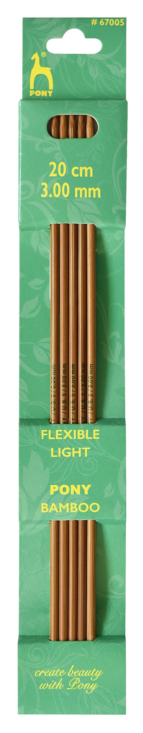 67005 3.0 PONY BAMBOO DOUBLE POINTED NEEDLES - Image 1