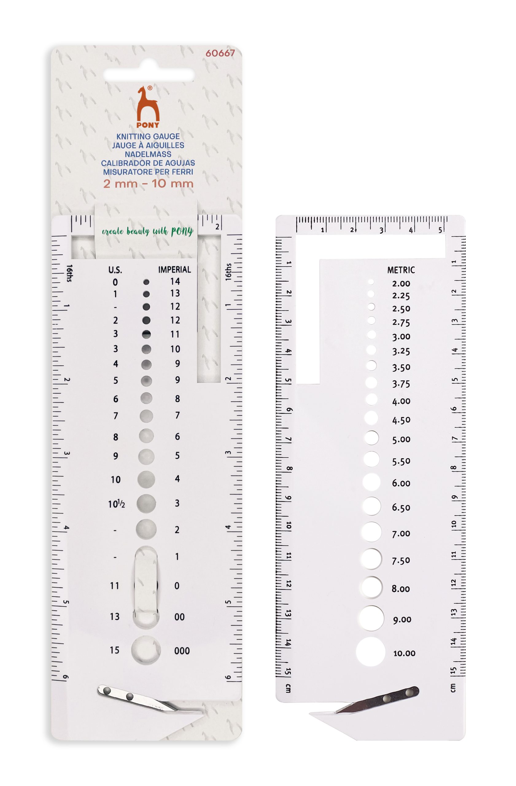 Pony_60667_Knitting-gauge_2-10mm_pi PONY KNITTING GAUGE 60667 - Image 1