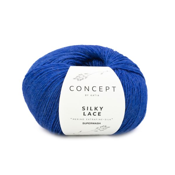 Katia silky lace yarn color 191, blue color, merino extrafine - silk